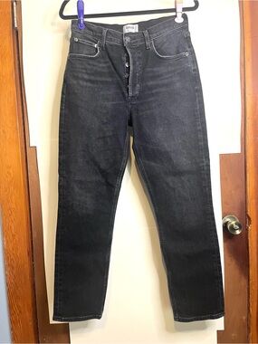 Agolde Women’s 28 Black “Riley Long”High-Rise Straight Leg Jeans